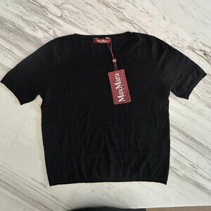 NWT 100% Authentic MAX MARA Black Short Sleeves Top, Size M